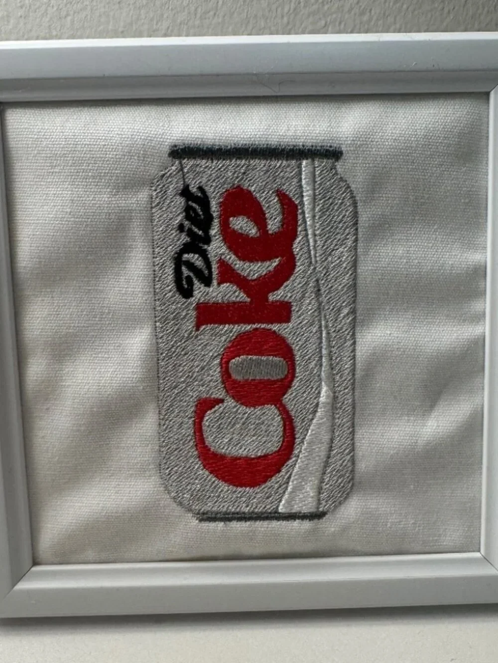 Soda Can Embroidered Picture Frame Decor | Quirky Pop Art Wall Decor